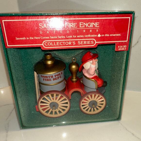 Vtg 1985 Hallmark Keepsake Ornament Santa's Fire Engine 7th in Series NIB - Picture 1 of 8